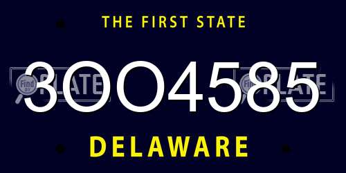 3OO4585 Delaware License Plate