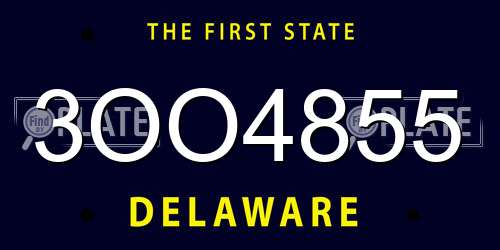 3OO4855 Delaware License Plate