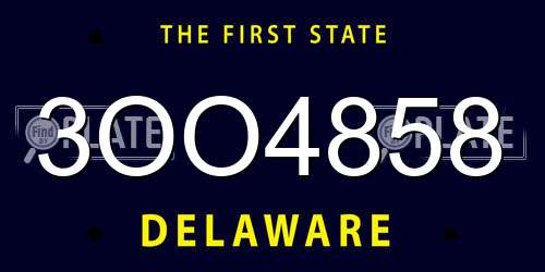 3OO4858 Delaware License Plate