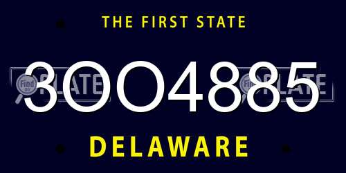 3OO4885 Delaware License Plate