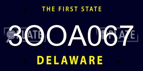 3OOA067 Delaware License Plate