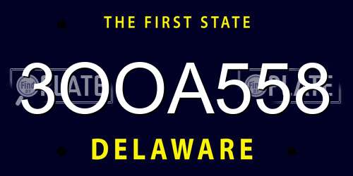3OOA558 Delaware License Plate