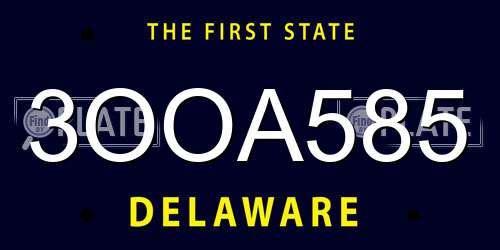 3OOA585 Delaware License Plate