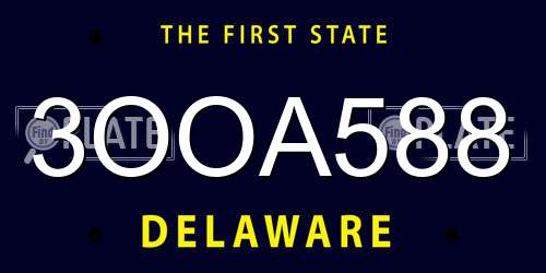 3OOA588 Delaware License Plate