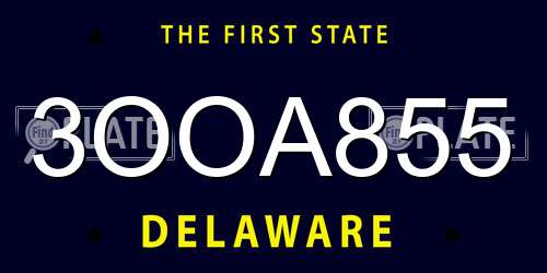 3OOA855 Delaware License Plate