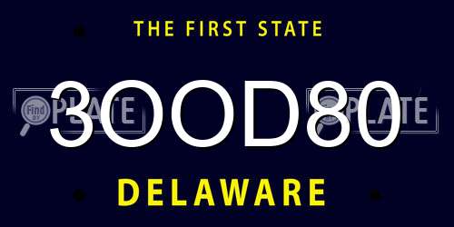 3OOD80 Delaware License Plate