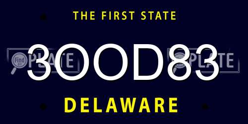 3OOD83 Delaware License Plate