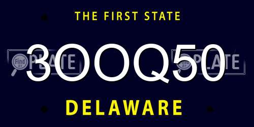 3OOQ50 Delaware License Plate