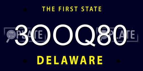3OOQ80 Delaware License Plate