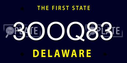 3OOQ83 Delaware License Plate