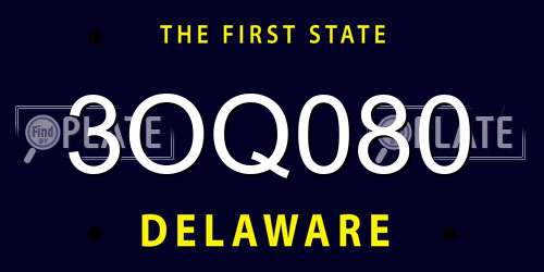 3OQ080 Delaware License Plate