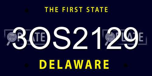 3OS2129 Delaware License Plate