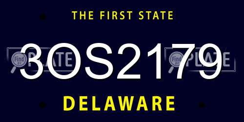 3OS2179 Delaware License Plate
