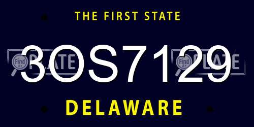 3OS7129 Delaware License Plate