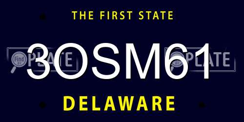 3OSM61 Delaware License Plate