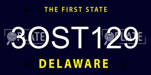 3OST129 Delaware License Plate