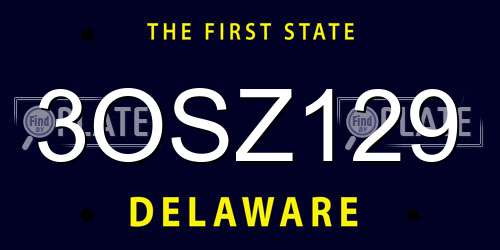 3OSZ129 Delaware License Plate