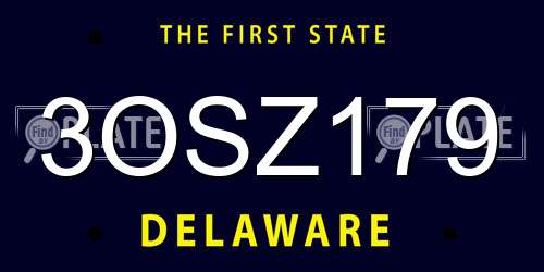 3OSZ179 Delaware License Plate