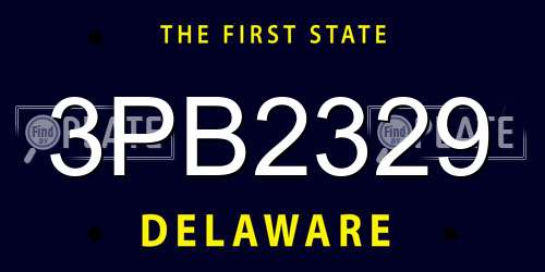 3PB2329 Delaware License Plate