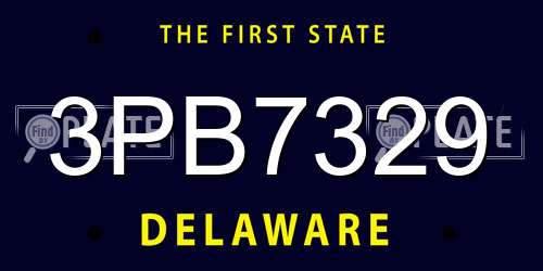 3PB7329 Delaware License Plate