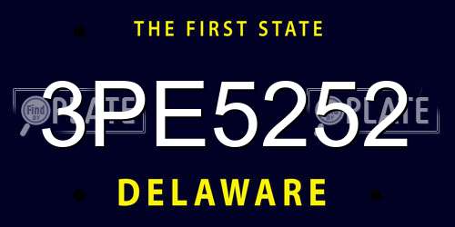 3PE5252 Delaware License Plate