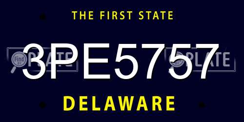 3PE5757 Delaware License Plate