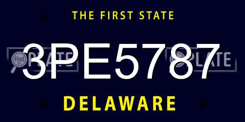 3PE5787 Delaware License Plate