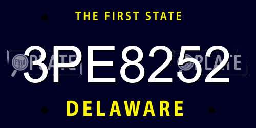3PE8252 Delaware License Plate
