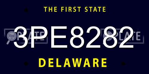 3PE8282 Delaware License Plate