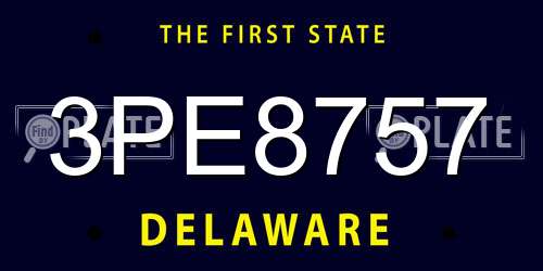 3PE8757 Delaware License Plate
