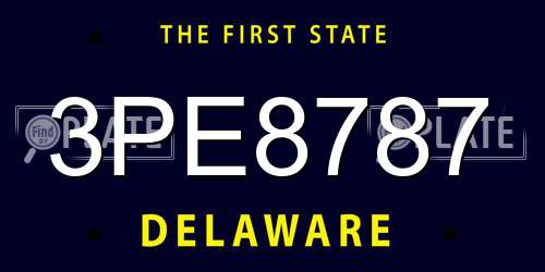 3PE8787 Delaware License Plate