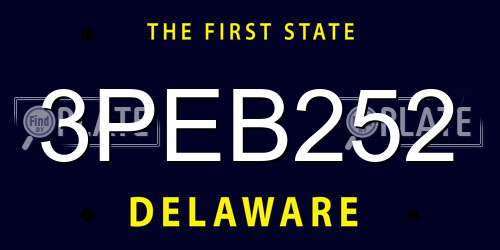 3PEB252 Delaware License Plate