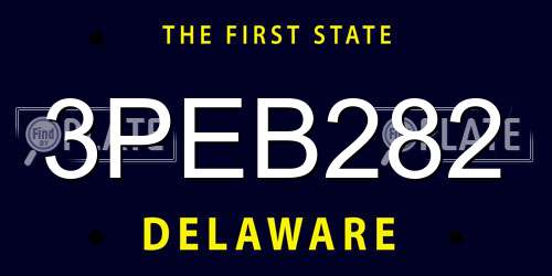 3PEB282 Delaware License Plate