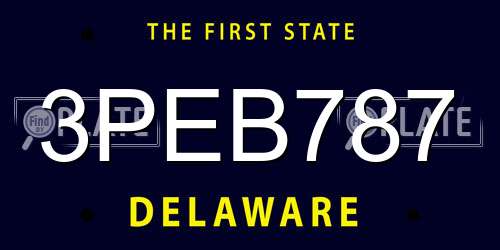 3PEB787 Delaware License Plate