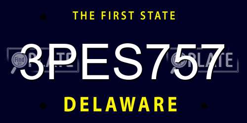 3PES757 Delaware License Plate