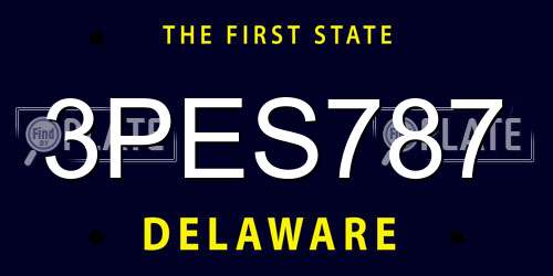 3PES787 Delaware License Plate