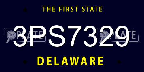 3PS7329 Delaware License Plate