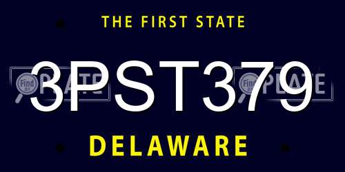 3PST379 Delaware License Plate
