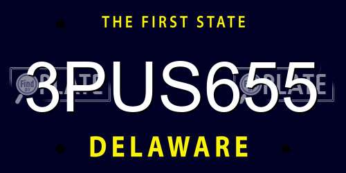 3PUS655 Delaware License Plate