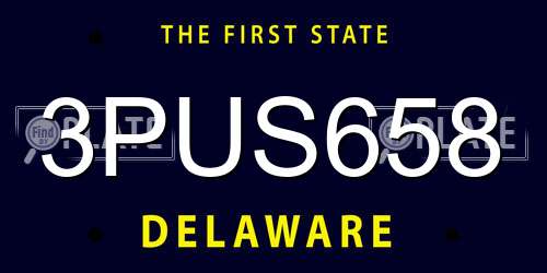 3PUS658 Delaware License Plate