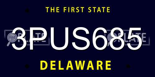 3PUS685 Delaware License Plate