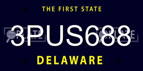 3PUS688 Delaware License Plate
