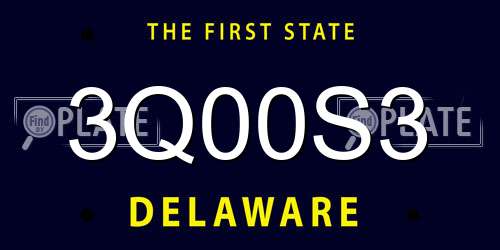 3Q00S3 Delaware License Plate