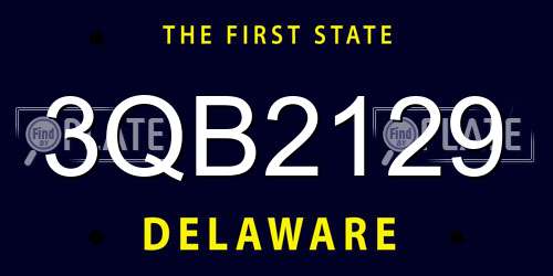 3QB2129 Delaware License Plate