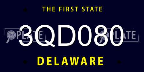 3QD080 Delaware License Plate