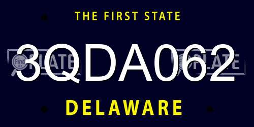 3QDA062 Delaware License Plate