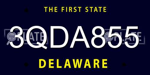 3QDA855 Delaware License Plate