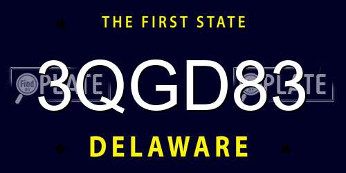 3QGD83 Delaware License Plate