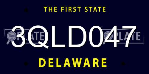 3QLD047 Delaware License Plate