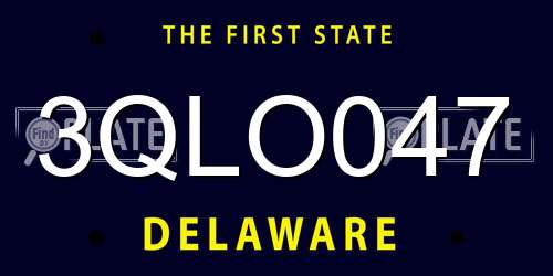 3QLO047 Delaware License Plate